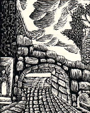 Student artwork - cobbled street and archway