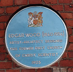 Plaque on the front of the Edgar Wood Centre -
                    Edgar Wood 1860 - 1936