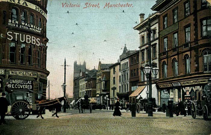 The corner of the building, where St. Mary's Gate and Victoria Street 