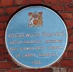 Plaque on the front of the Edgar Wood Centre - Edgar Wood 1860 - 1936