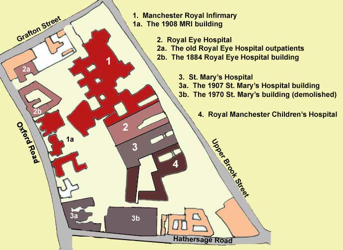 hospital manchester royal infirmary map Central Manchester Hospital Site hospital manchester royal infirmary map