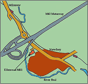 Sketch Map of Ellenroad Mill location © David
                      Boardman